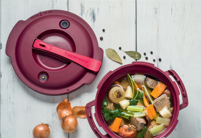 Tupperware MicroQuick perfekter Schnellkochtopf für Eintöpfe, Chilli, Suppen, Gulasch