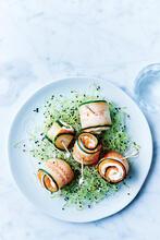 Roulades de concombre et saumon fumé