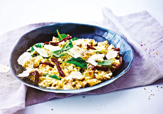 Tupperware Risotto au champignons et épinards 