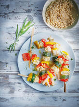 Brochettes de poulet et légumes à l'estragon