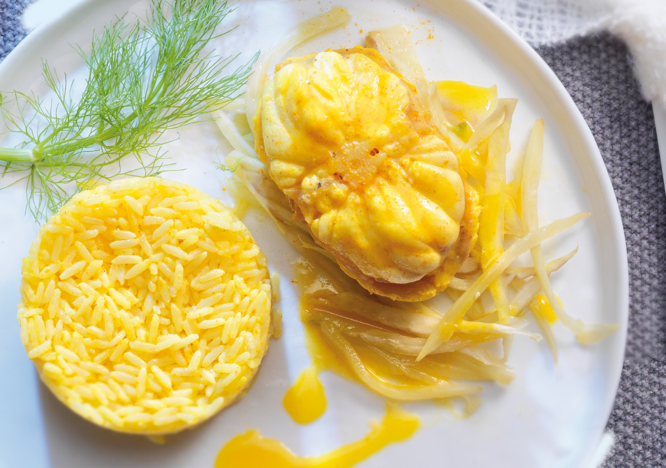 Tupperware Médaillons de lotte safranée jus de mandarines 