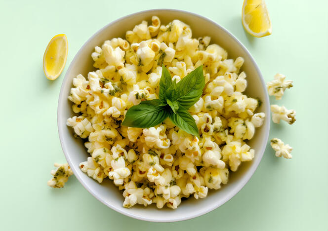 Tupperware Popcorns au citron et basilic 