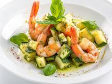 Gambas et courgettes au pesto