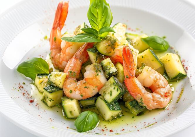 Tupperware Gambas et courgettes au pesto 